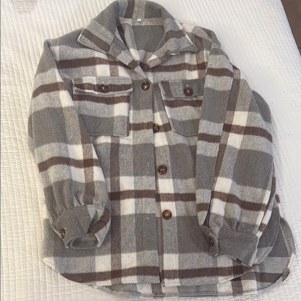 Cozy Plaid Button-Up Shirt Jacket